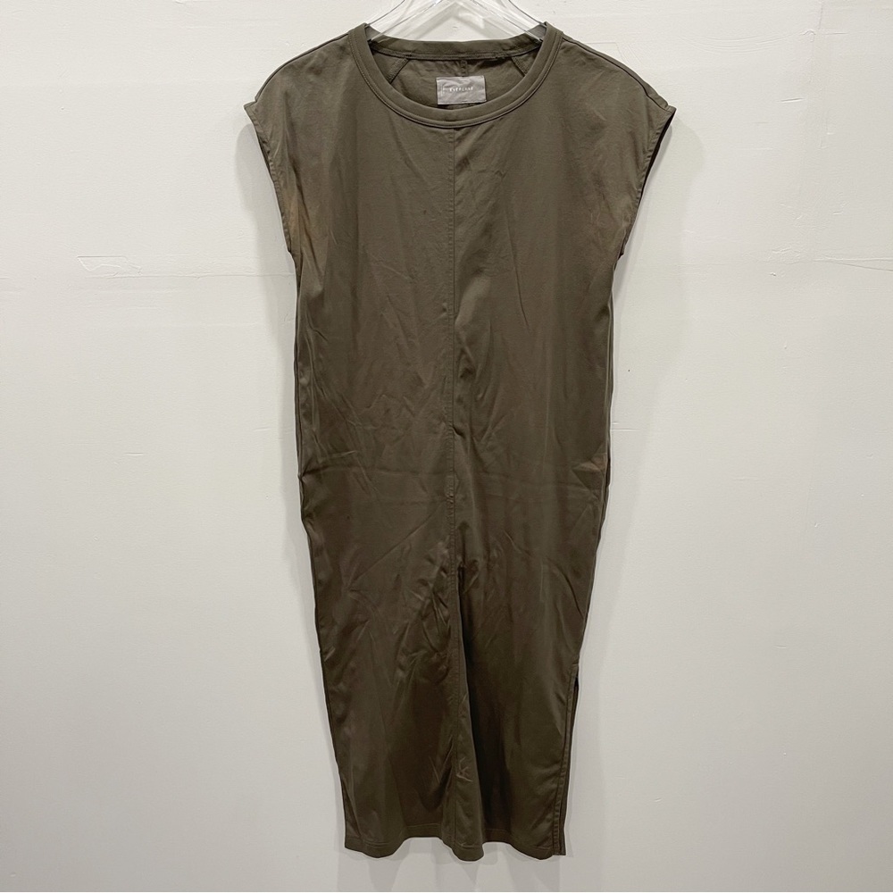 Everlane Cap Sleeve Green Midi Dress Cotton Casual *Flawed*
